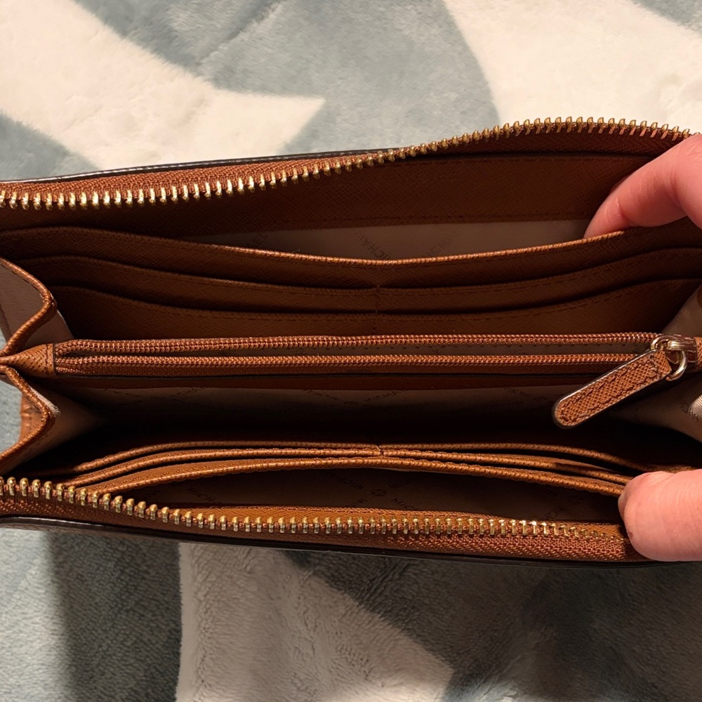Michael Kors Tan Leather Zip Wallet - Picture 5 of 9